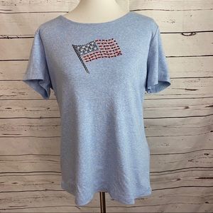 NWT Karen Scott Americana Light Blue Tee Size L